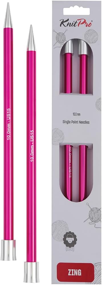 KnitPro Knitting Pins Single-Ended Zing 25cm x 10.00mm (Pair)