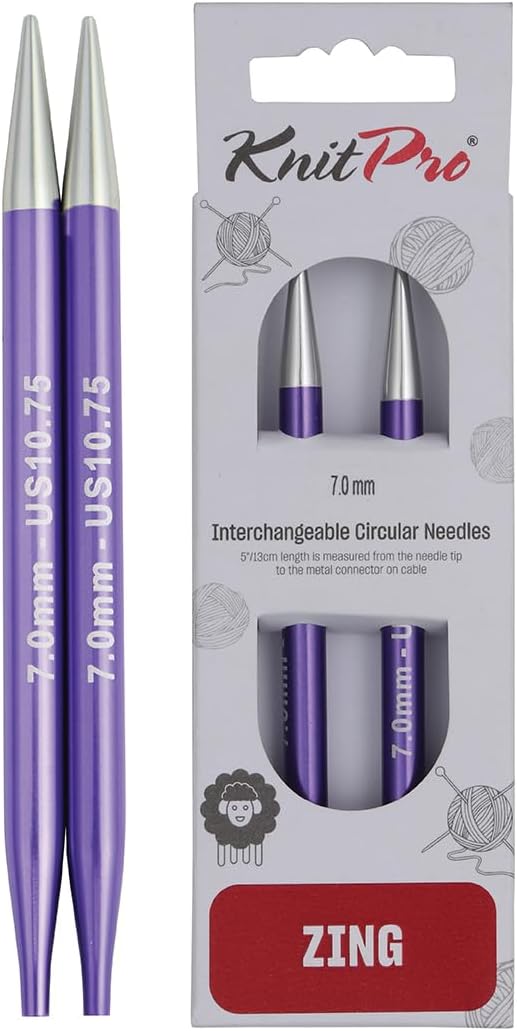 KnitPro Knitting Pins Circular Interchangeable Zing 10cm x 7.00mm (Pair)