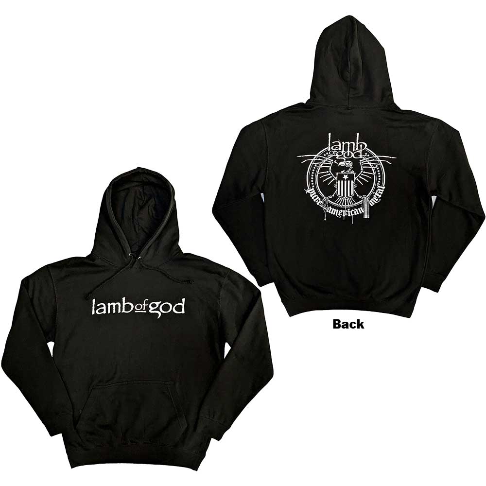 Lamb Of God Unisex Pullover Hoodie Skeleton Eagle (Back Print) Black (XL)