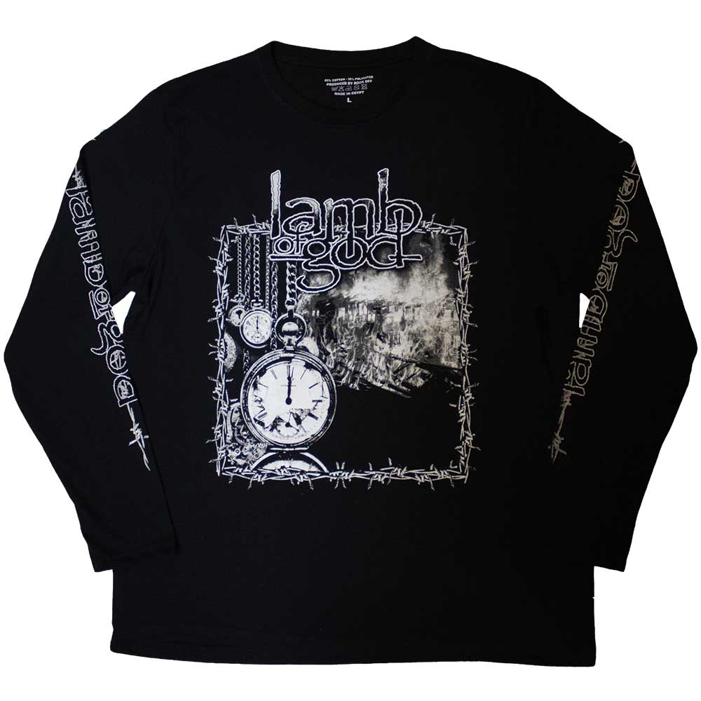 Lamb Of God Unisex Long Sleeve T-Shirt Barbed Wire (Sleeve Print) Black (S)