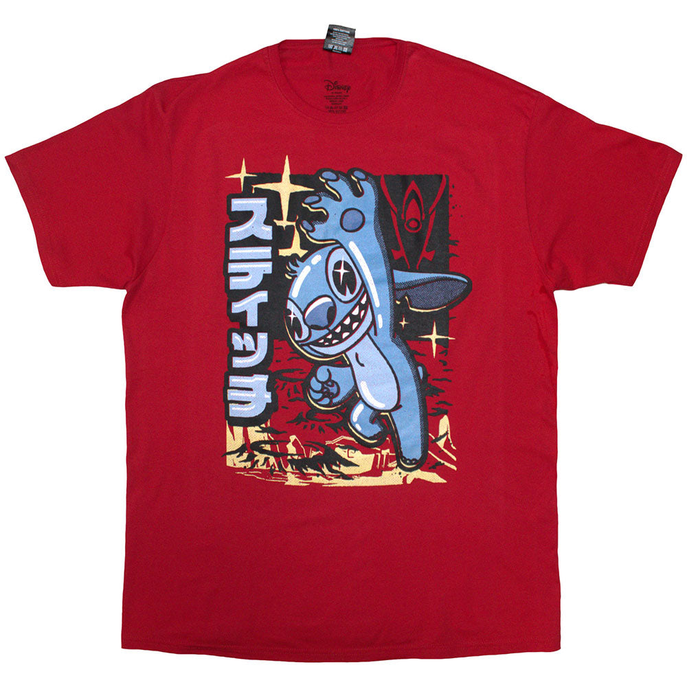 Disney Unisex Lilo & Stitch Unisex T-Shirt Japanese Stitch Red (XXL)