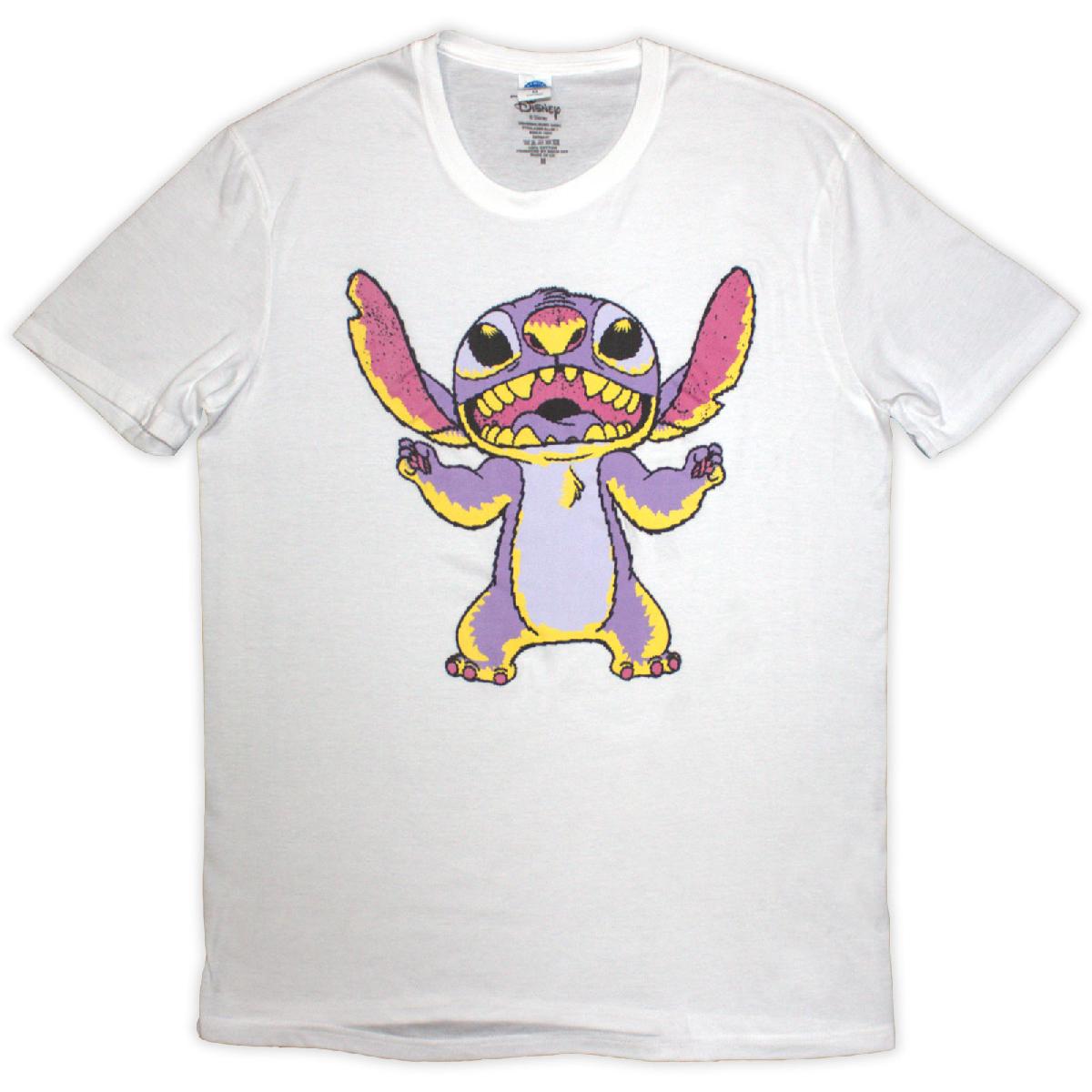 Disney Unisex Lilo & Stitch Unisex T-Shirt Purple Stitch White (XXL)