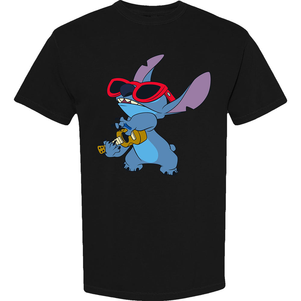 Disney Unisex T-Shirt Lilo & Stitch - Stitch Guitar Black (XXL)