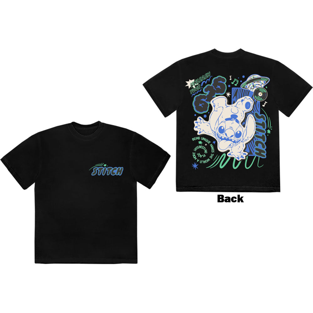 Disney Unisex T-Shirt Lilo & Stitch Handstand (Back Print) Black (M)