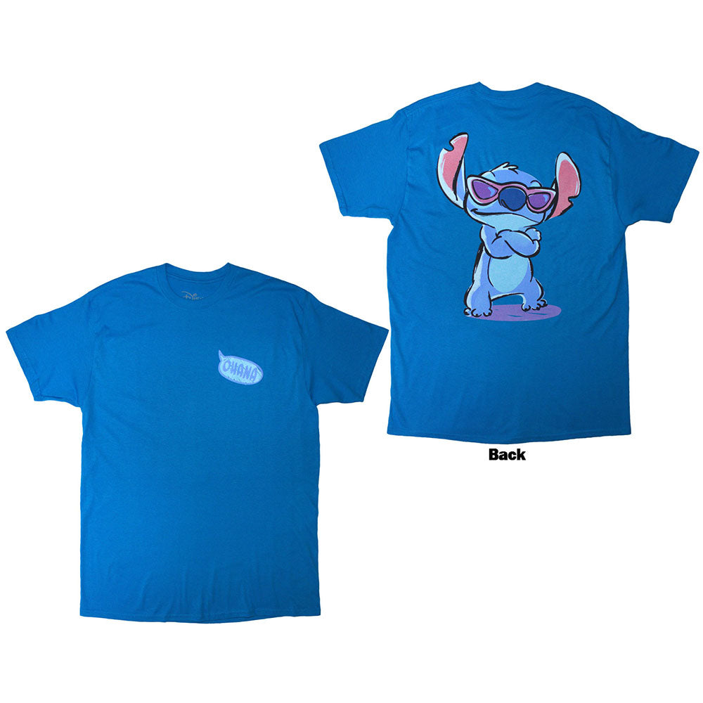 Disney Unisex T-Shirt Lilo & Stitch Ohana (Back Print) Blue (XL)