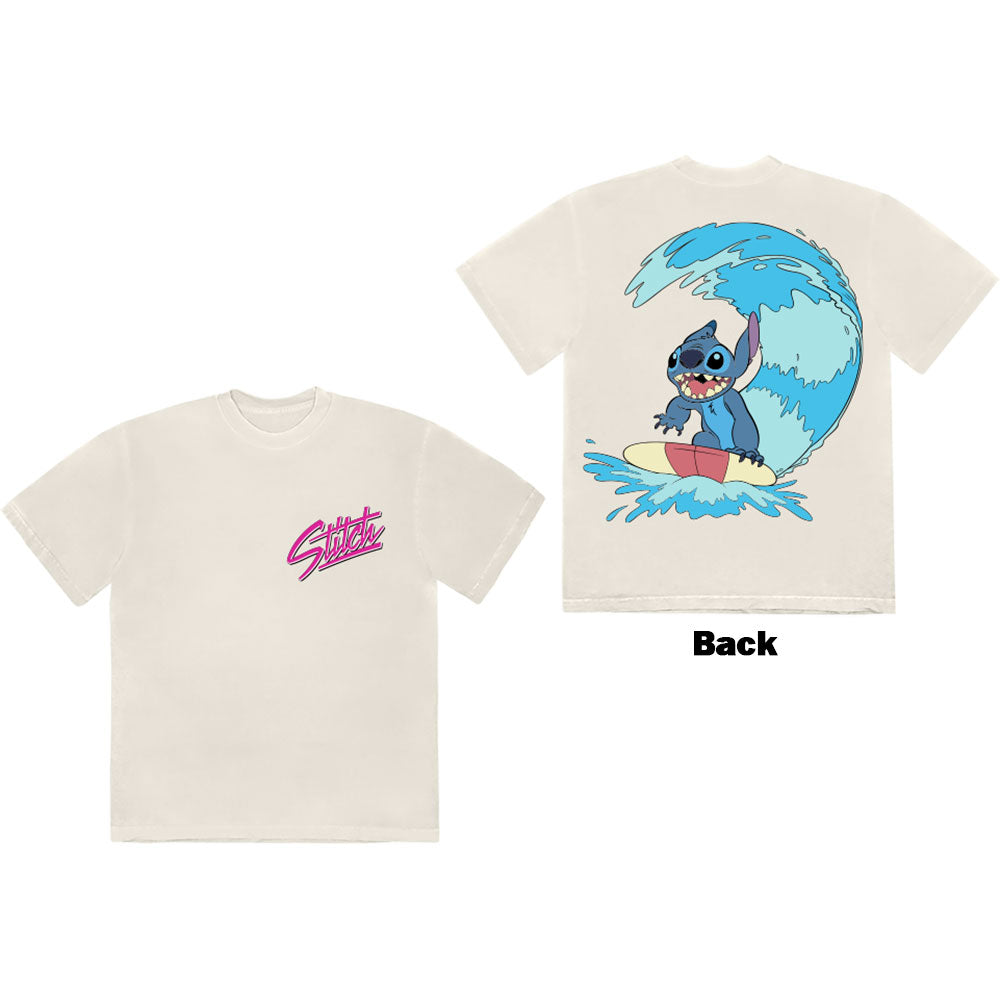 Disney Unisex T-Shirt Lilo & Stitch Surf (Back Print) Natural (XXL)
