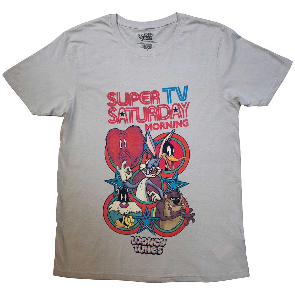 Looney Tunes Unisex T-Shirt Super Saturday TV Sand (M)