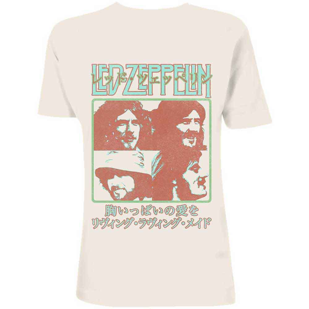 Led Zeppelin Unisex T-Shirt Japanese Poster Natural (L)