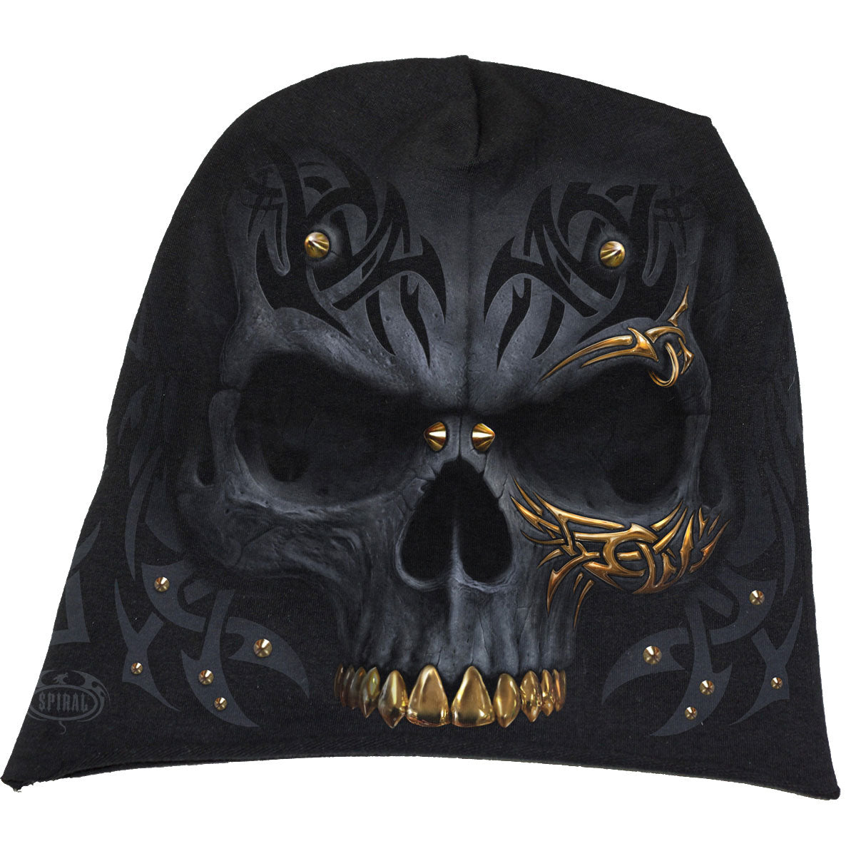 Spiral Unisex Beanie Hat Black Gold (Black)