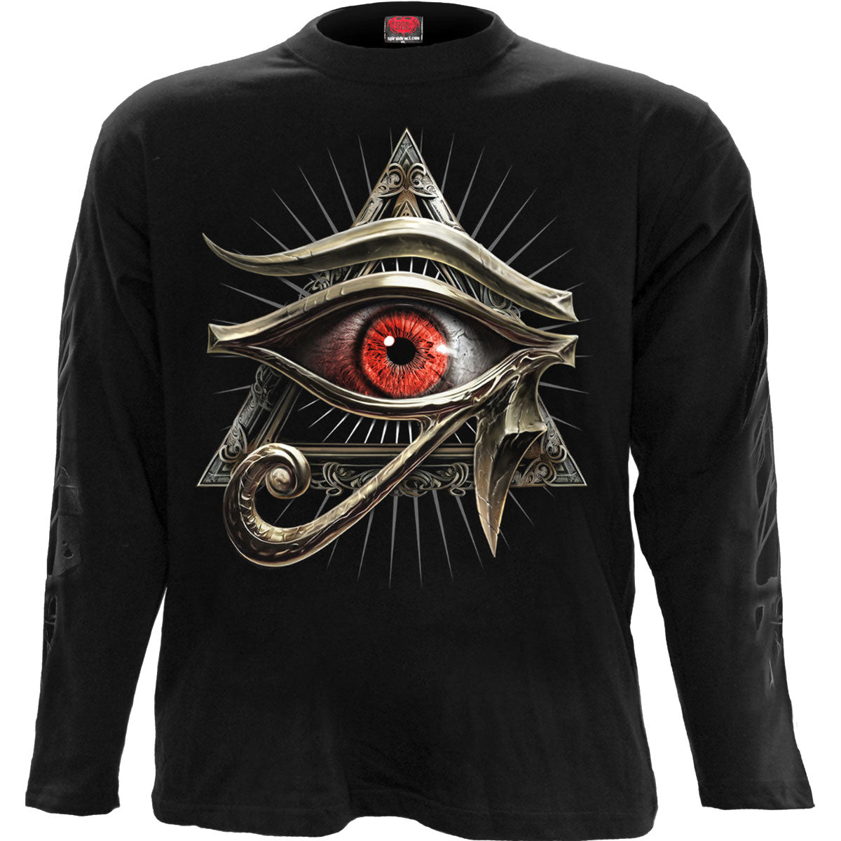 Spiral Unisex Long Sleeve T-Shirt Evil Eye (Back & Sleeve Print) Black (L)
