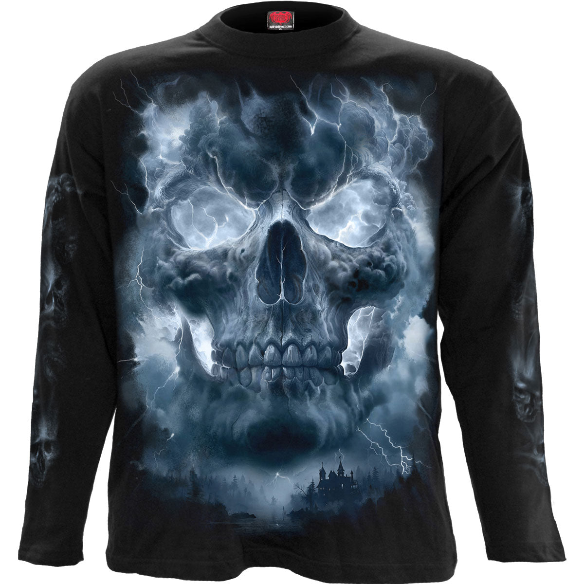 Spiral Unisex Long Sleeve T-Shirt Grave Skies (Back & Sleeve Print) Black (M)