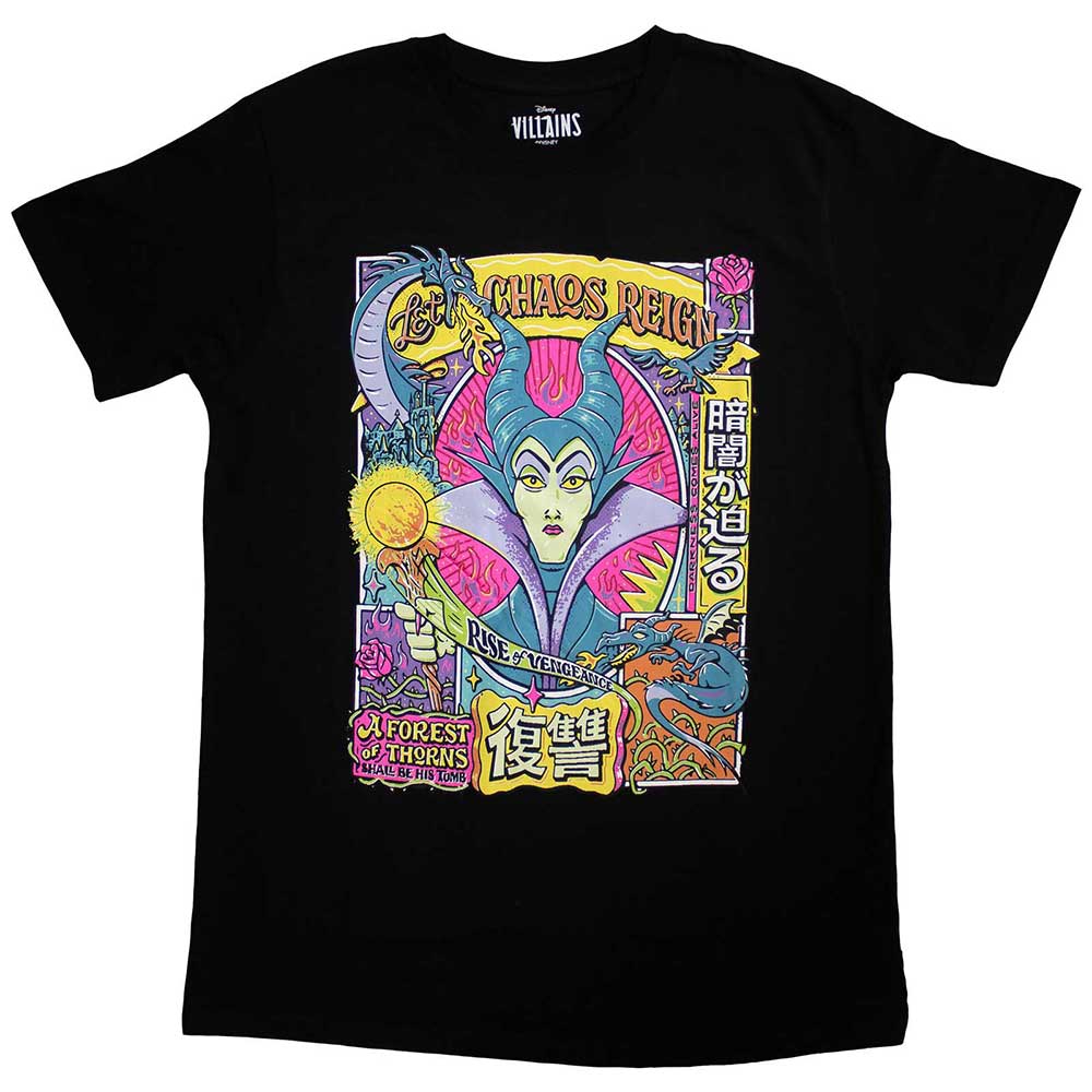 Disney Unisex T-Shirt Sleeping Beauty Let Chaos Reign Black (XL)