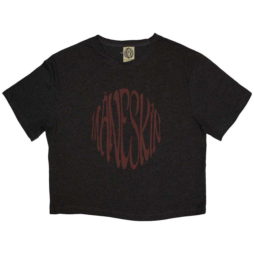Maneskin Ladies Crop Top Warped Logo (Ex-Tour) Grey (XL)