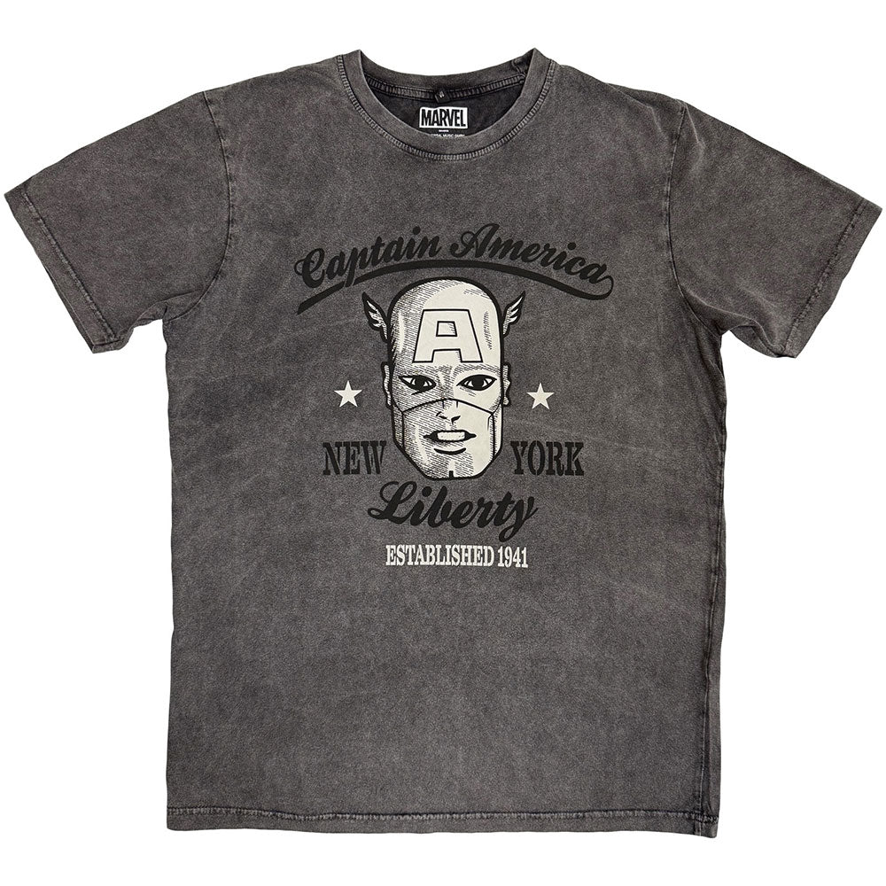 Marvel Comics Unisex Stone Wash T-Shirt Captain America Est. 1941 Grey (S)