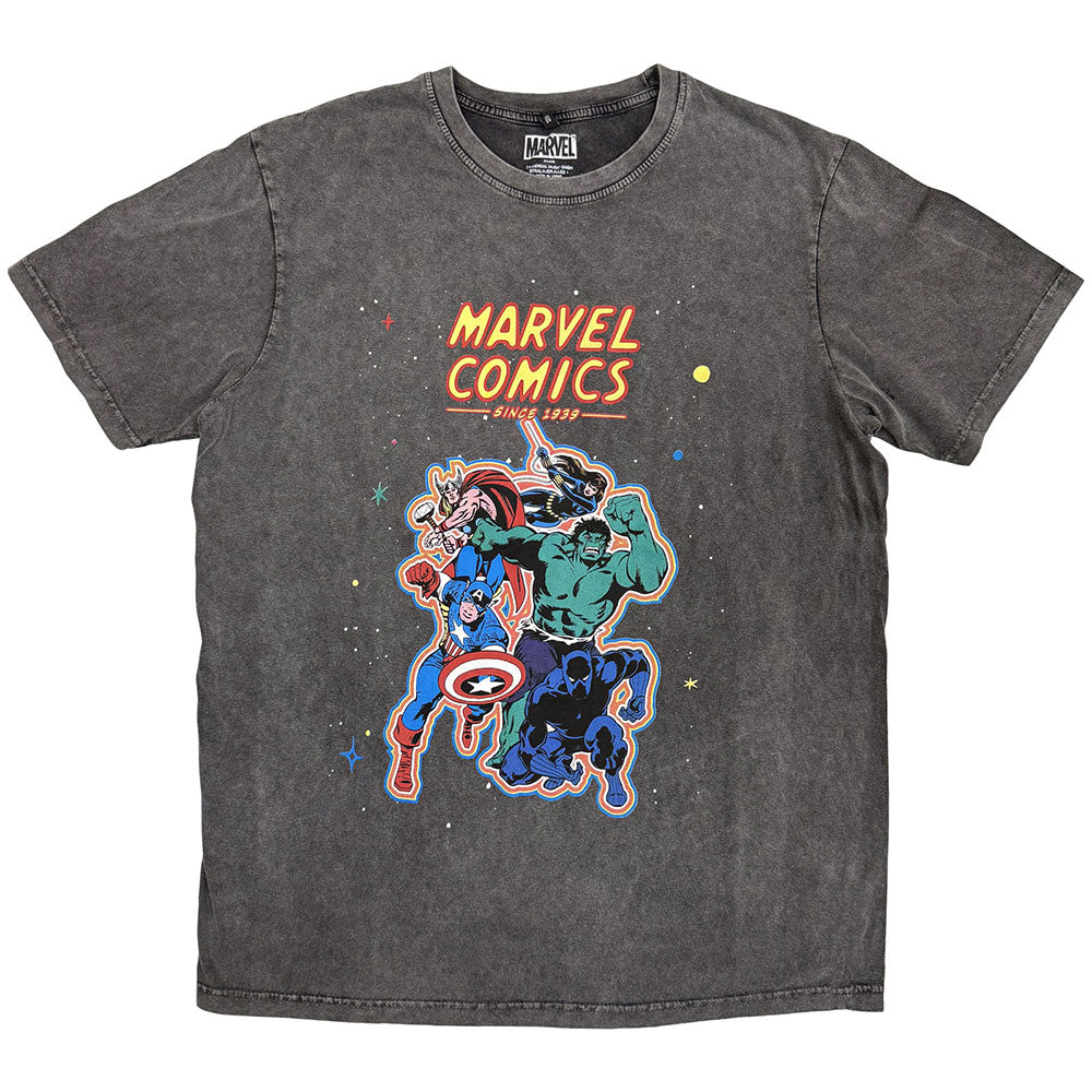 Marvel Comics Unisex Stone Wash T-Shirt Avengers Charcoal Grey (XL)