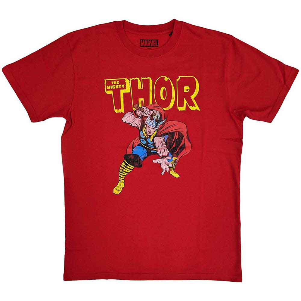 Marvel Comics Unisex T-Shirt Thor Hammer Distressed Red (L)