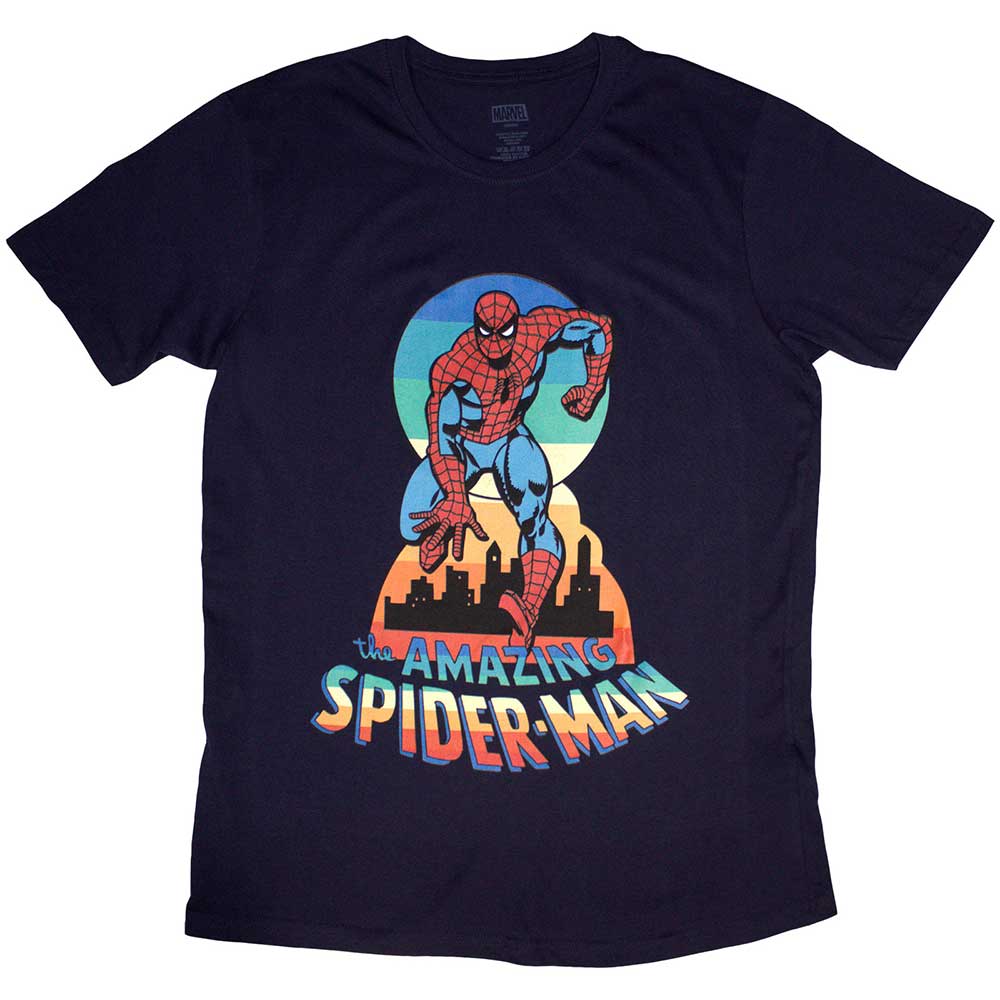 Marvel Comics Unisex T-Shirt Spider-Man Keyhole Navy Blue (S)