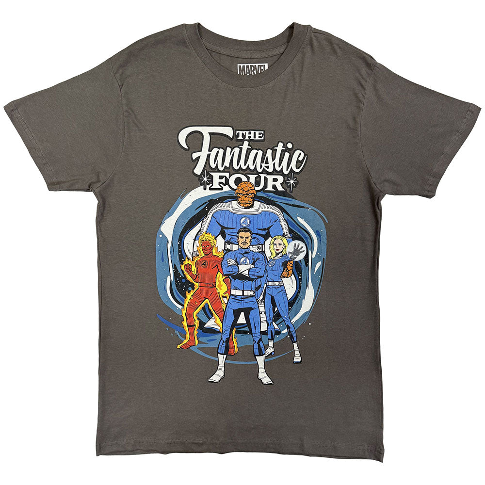 Marvel Comics Unisex T-Shirt Fantastic Four Portrait Charcoal Grey (M)