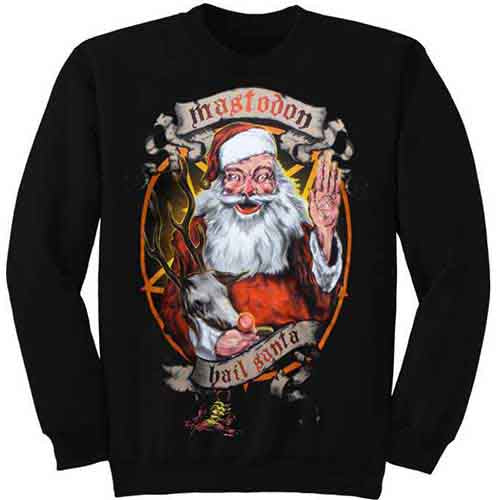 Mastodon Men's Sweatshirt Hail Santa Holiday Black (XL)