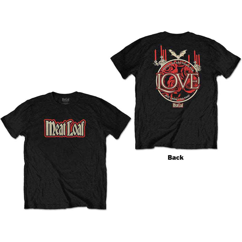 Meat Loaf Unisex T-Shirt Roses (Back Print) Black (XXL)