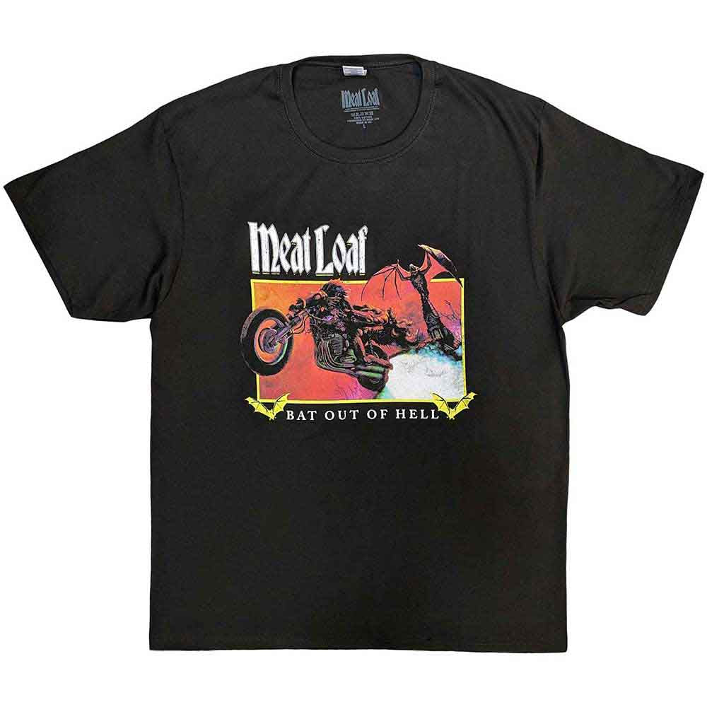 Meat Loaf Unisex T-Shirt Bat Out Of Hell Rectangle Grey (XL)