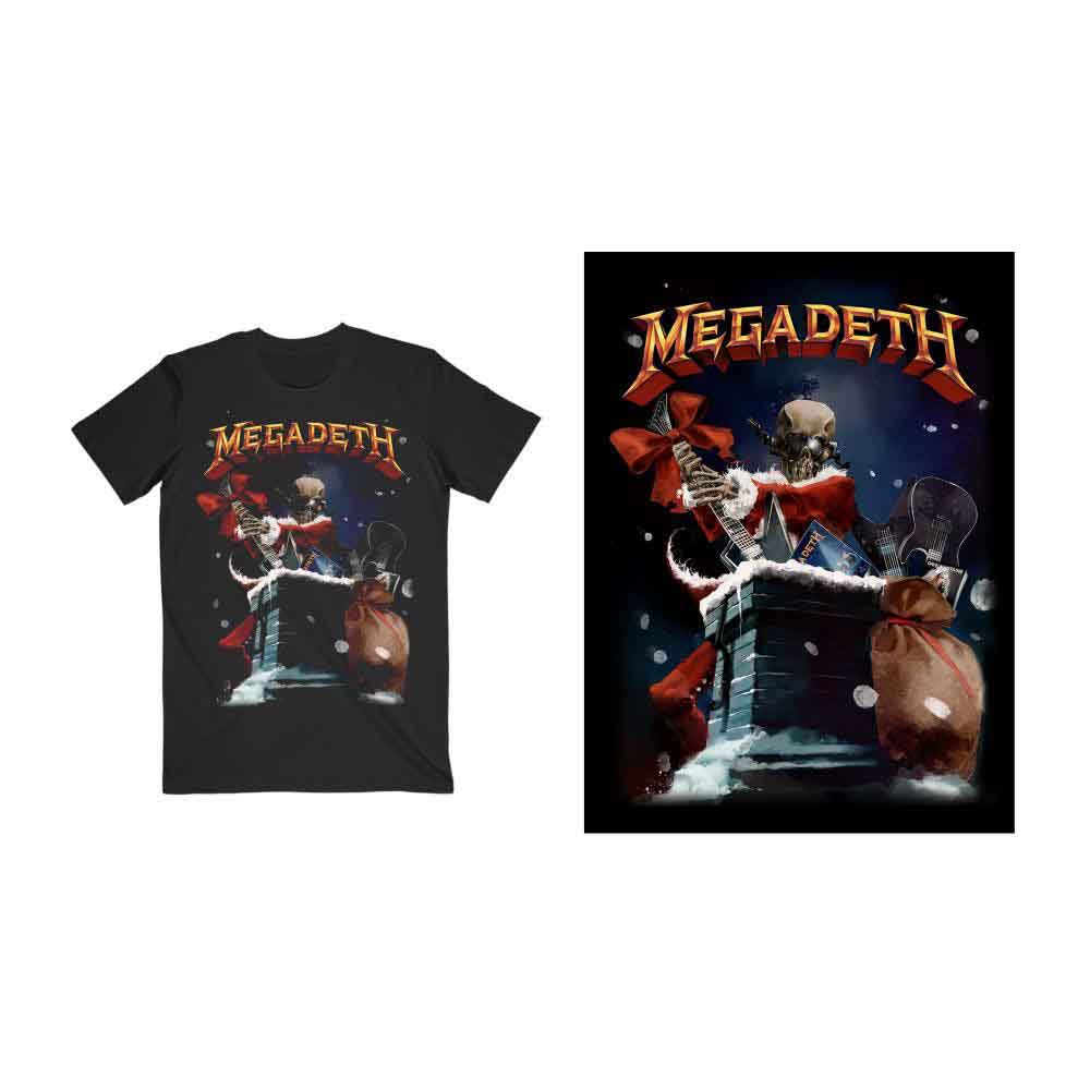 Megadeth Unisex T-Shirt Santa Vic Chimney Black (S)