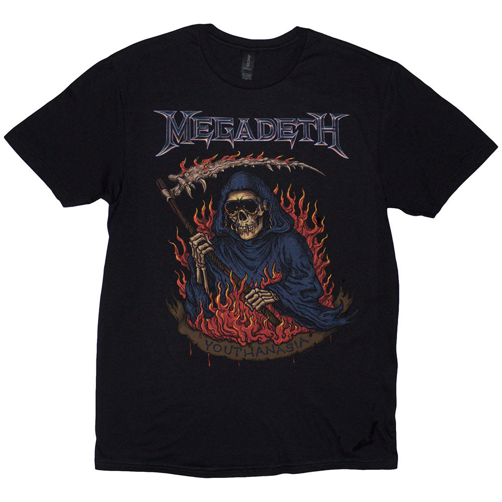 Megadeth Unisex T-Shirt Youthanasia Flames Black (XXL)
