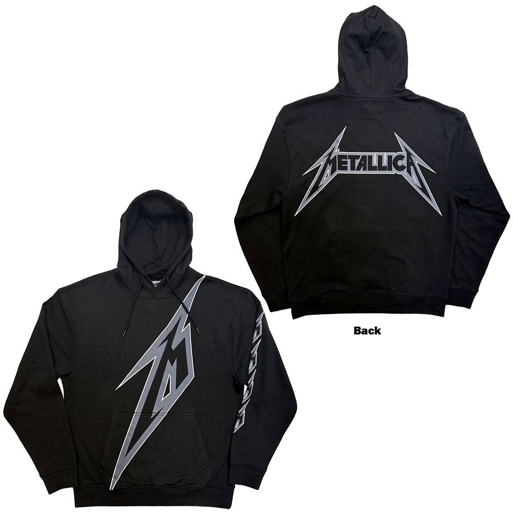 Metallica Unisex Pullover Hoodie M Bolt (Back Print) Black (M)