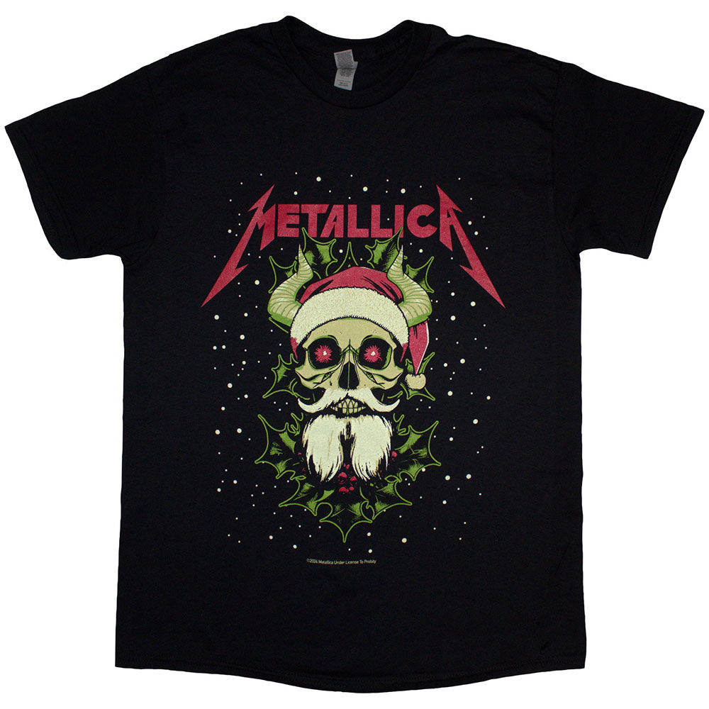 Metallica Unisex T-Shirt Santa Horns Black (L)