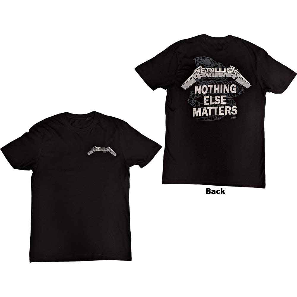 Metallica Unisex T-Shirt Nothing Else Matters (Back Print) Black (S)