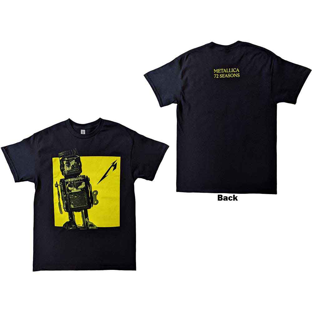 Metallica Unisex T-Shirt 72 Seasons Burnt Robot (Back Print) Black (L)