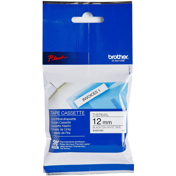 Brother MK231SBZ PTouch Label Tape 12mm x 4m Black on White