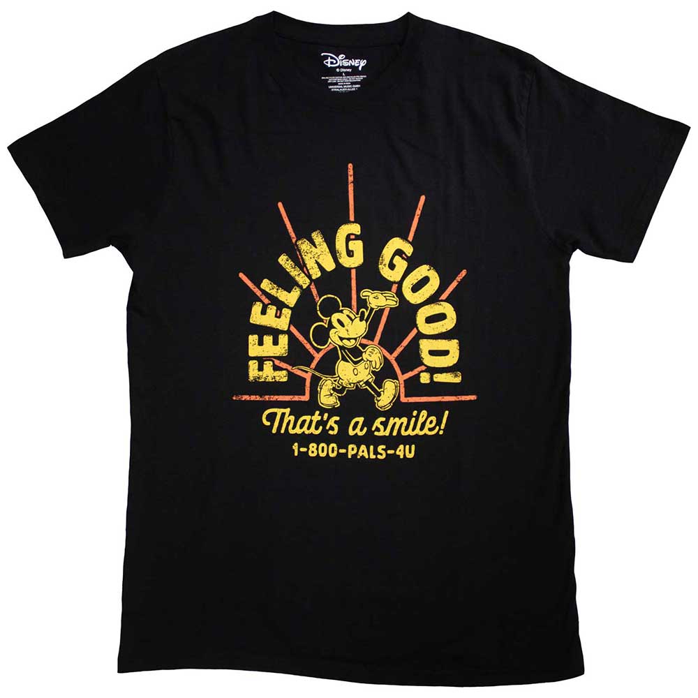 Disney Unisex T-Shirt Mickey Mouse Feeling Good Black (L)