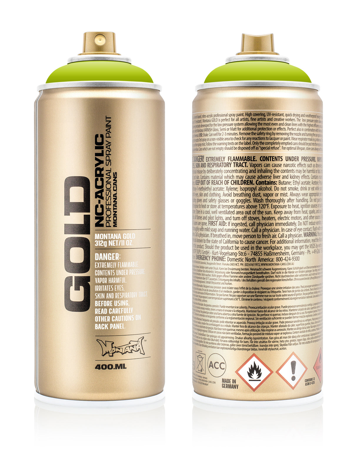 Montana GOLD 400ml Nitro Acrylic Spray Paint Lime (G6030)