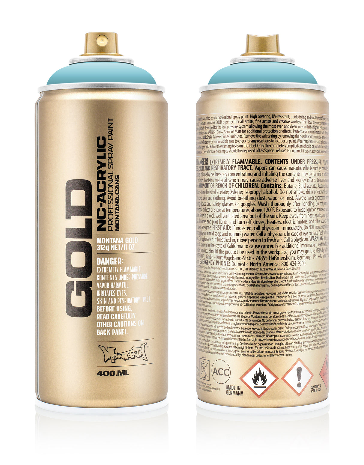 Montana GOLD 400ml Nitro Acrylic Spray Paint Shock Blue Light (S5000)
