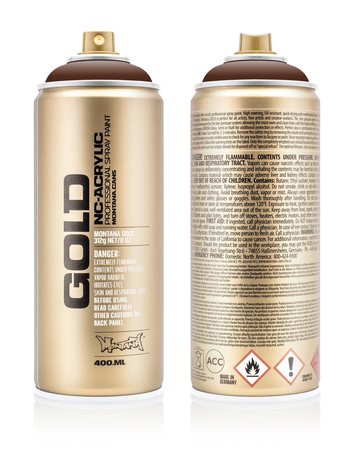 Montana GOLD 400ml Nitro Acrylic Spray Paint Shock Brown (S8010)