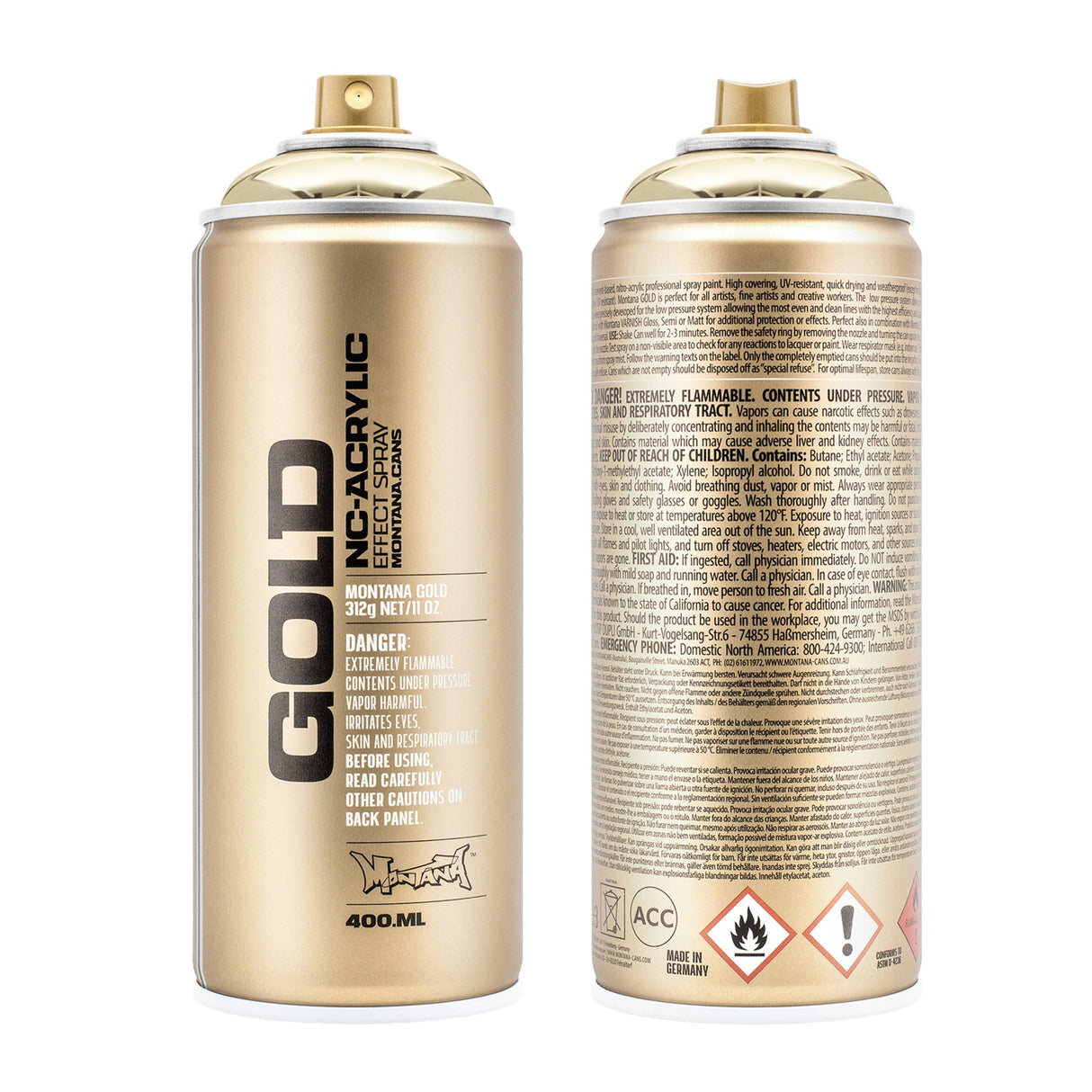 Montana GOLD 400ml Nitro Acrylic Spray Paint Gold Chrome (M3000)