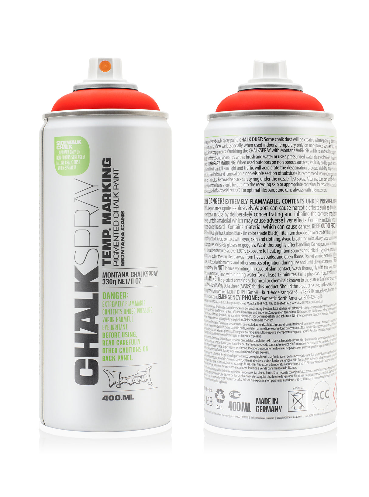 Montana CHALK 400ml Spray Paint Red (CH3000)
