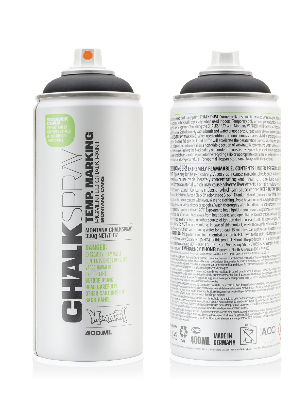 Montana CHALK 400ml Spray Paint Black (CH9000)