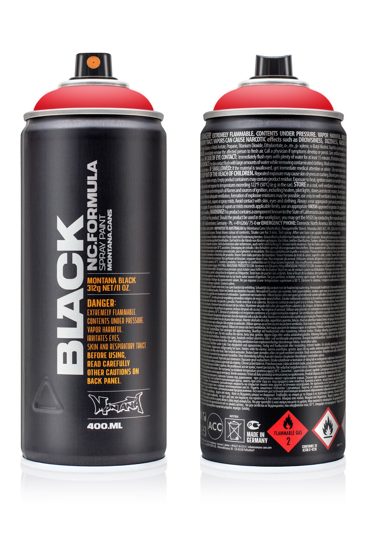 Montana BLACK 400ml Spray Paint Code Red (2093)