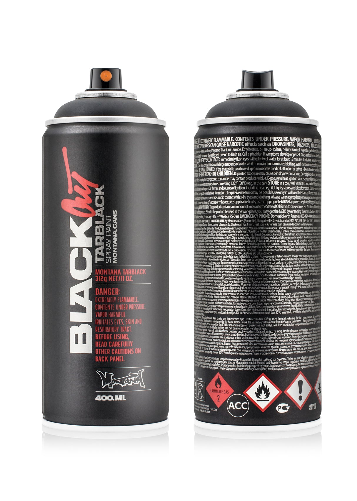 Montana BLACK 400ml Spray Paint Blackout Tarblack (9050)