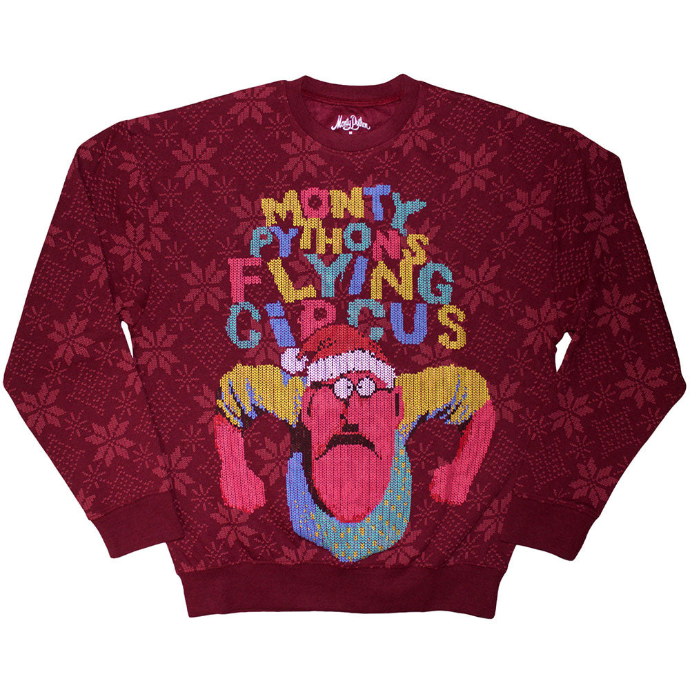 Monty Python Unisex Sweatshirt Flying Circus Grumpy Man Maroon Red (M)