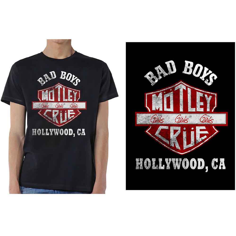 Motley Crue Unisex T-Shirt Bad Boys Shield Black (XL)