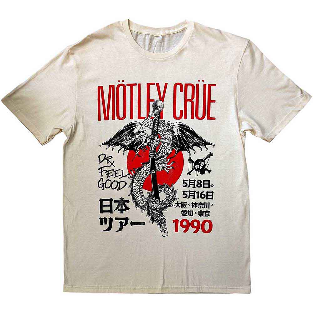 Motley Crue Unisex T-Shirt Dr. Feelgood Japanese Tour '90 Natural (XXL)