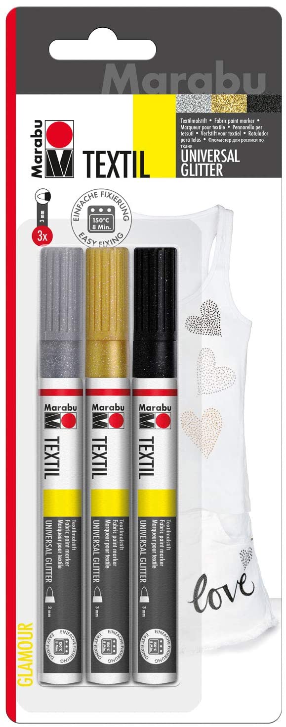 marabu textil painter glitter fabric marker pens