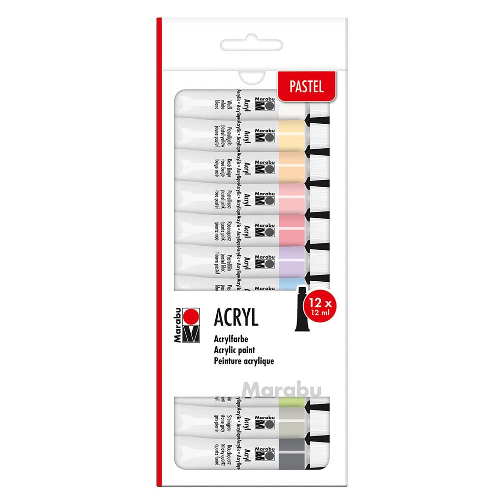marabu acrylic paint set 12ml pastel