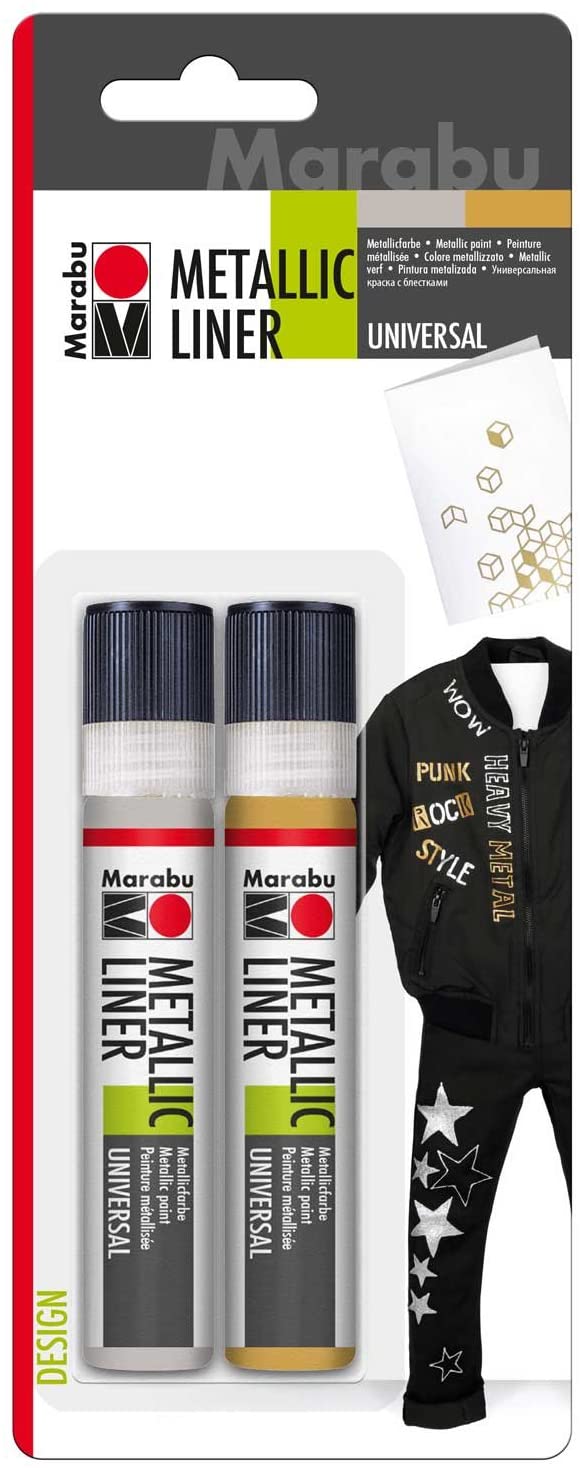 marabu metallic liner 25ml gold silver blistercard