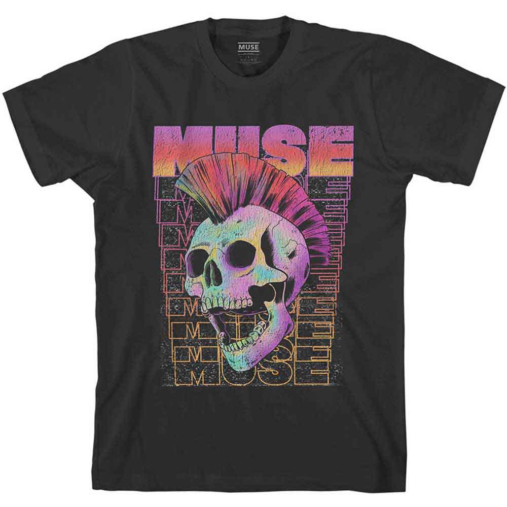 Muse Unisex T-Shirt Mowhawk Skull Black (L)