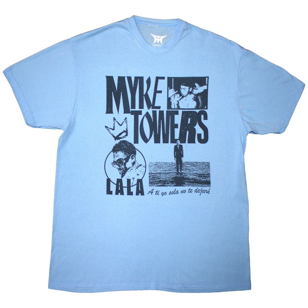 Myke Towers Unisex T-Shirt Lala Crown Light Blue (XL)