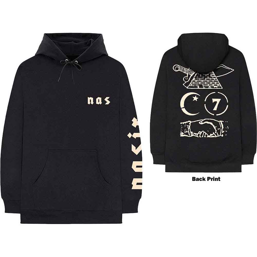 NAS Unisex Pullover Hoodie Symbols (Back Print) Black (XXXL)